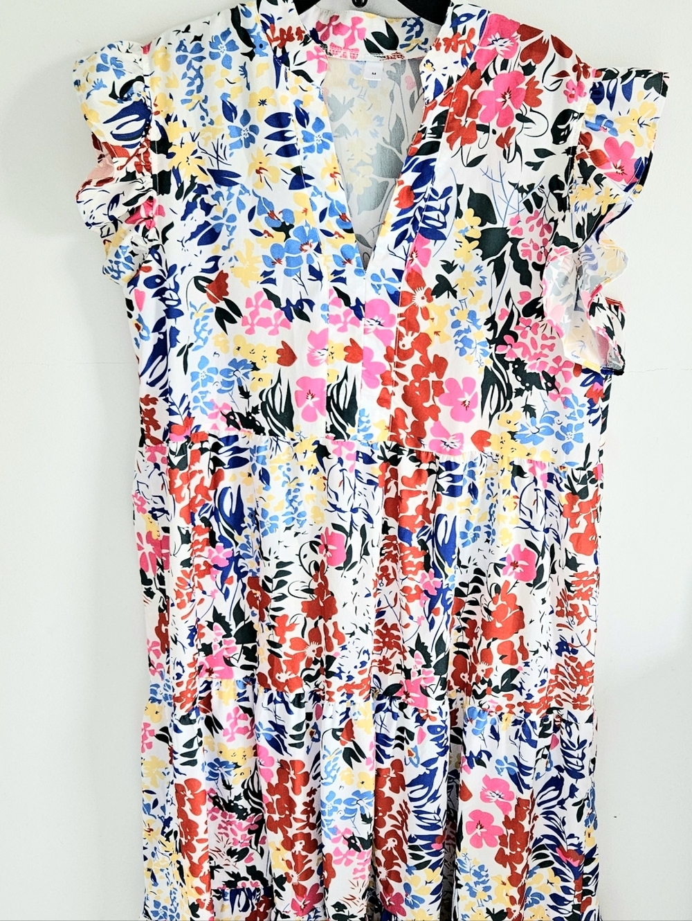 Floral Maxi Dress Bright Red, Yellow, Blue Colorway - Picture 3 of 4